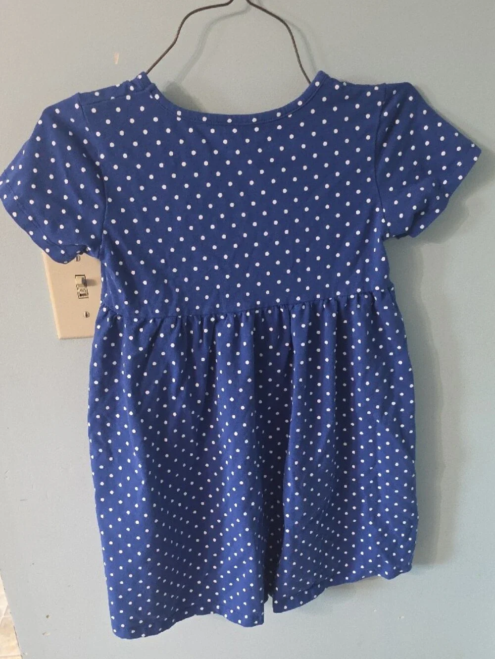 Girls Navy Polka Dot Unicorn A-Line Dress